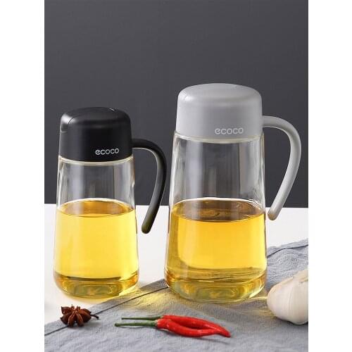 Zq Automatic Opening and Closing Oil Pot Leak-Proof Glass Oil Bottle Kitchen Supplies Household Large Capacity Oil Bottle