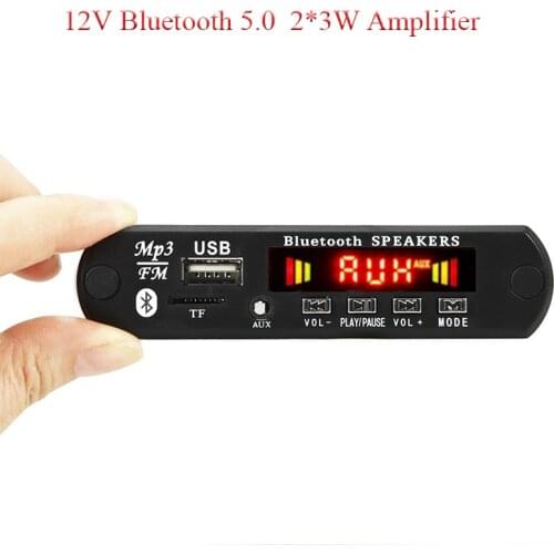 2*3W Wireless Handsfree 12v Bluetooth 5.0 MP3 Decoding Board Module Car USB MP3 Player TF Card Slot USB FM