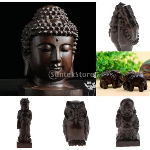 Wood Glazed Buddhist Buddha Statue Decor Fengshui Home Ornament Figure Meditation Meditating Buddist Sculpture Shelf Display