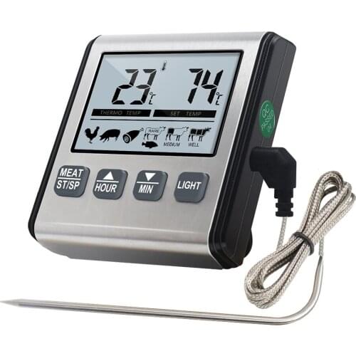 Digital BBQ Meat Thermometer Oven Temperature Meter Monitor With Alarm Timing Meat Probe Cooking Kitchen Thermometer Timer