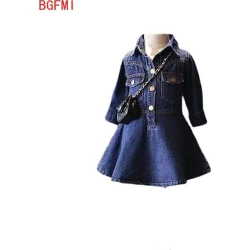 Girls Dresses Long Sleeve 2020 Spring Brand Princess Dress Girl Navy Jeans Robe Enfant Denim Vestido Menina Infantil Clothing