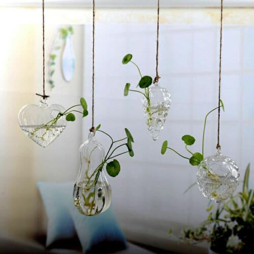Home Decor Clear Glass Flower Plant Stand Wall Hanging Vase Ball Terrarium Container