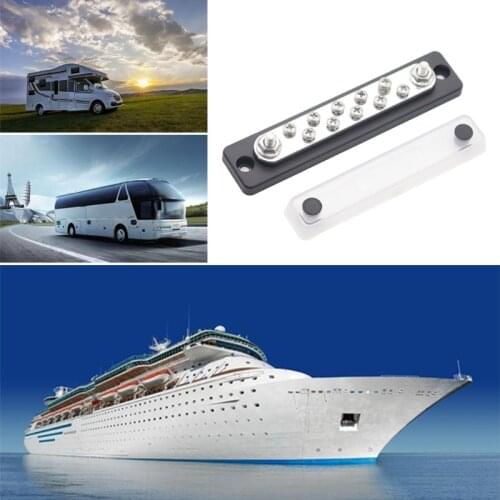 50LC 10 Studs Bus Bar Electric Terminal Junction Block 150Amp Yacht AccessoriesWearproof Power Distribution Block