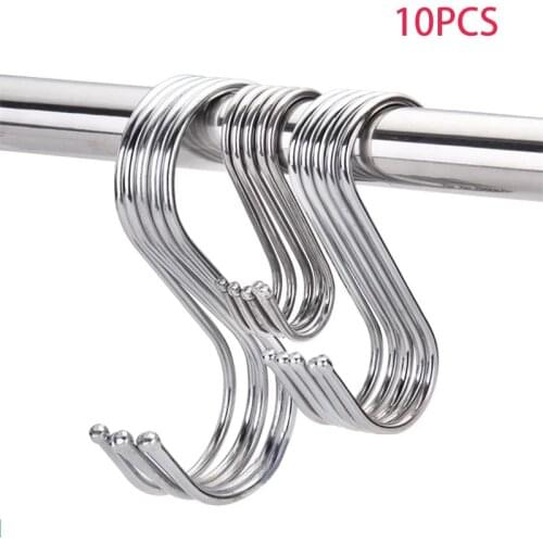 10pcs Stainless Steel S-Shape Hook Kitchen Bedroom Multi-function Railing S Hanger Hook Clasp Holder Hooks Hanging Home Products