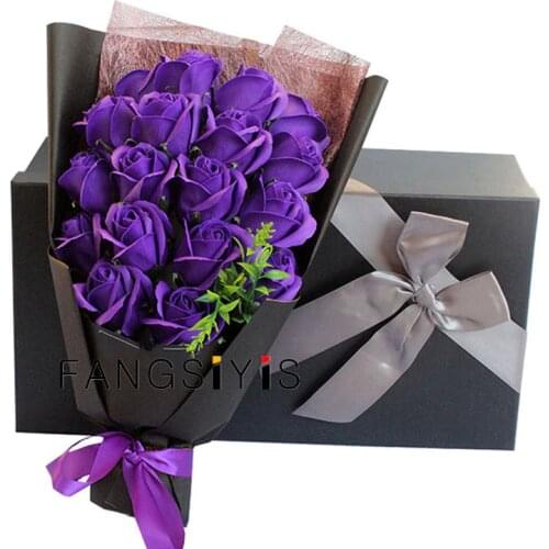 Square flower paper box + 18 soap flower packaging set flower gift box party wedding gift storage box flower shop gift