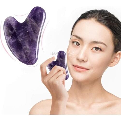 Natural Amethyst Gua Sha Stone Board Massage Guasha Plate Face Massager Scraper Tool For Face Back Neck Skin Lifting Slimming