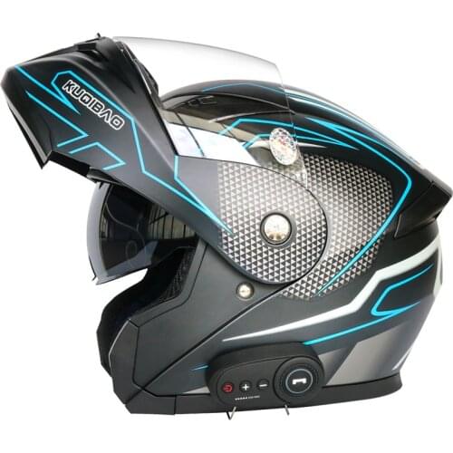 DOT Approved ABS Double Anti-Fog Visors Bluetooth Headset Integrated Flip-Up Motorcycle Helmet Detachable Liner MSFH818K10