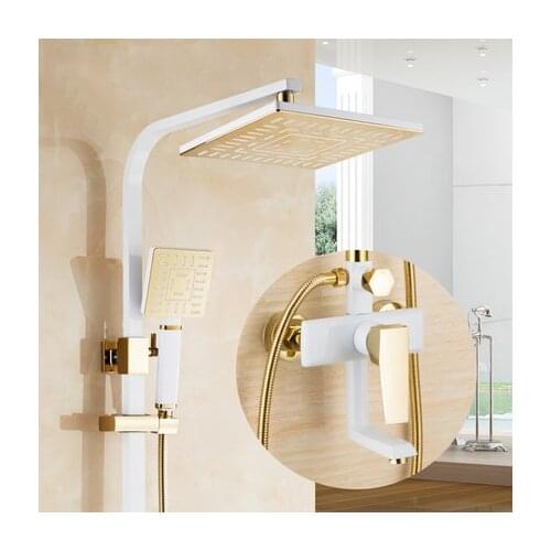 4 Styles gold white shower set European style brass mixer tap wall mounted bathroom faucet mixer water valve home shower system