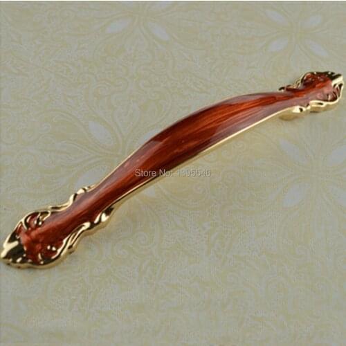 New 128mm Cabinet Drawer Handles Euro-Style Bedroom Furniture Knobs Red Amber Knobs Closet Handles Cupboard Pulls