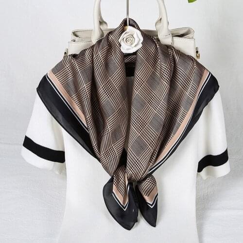New Imitation Silk Scarf Houndstooth Print Small Square Scarf Professional Bank Staff Scarf Scarf Four Seasons Scarf, Shawl
