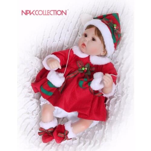 NPK 40CM New Handmade Silicone vinyl adorable Lifelike toddler Baby Soft Toys Baby Doll For Bebes Reborn the best Xmas gift