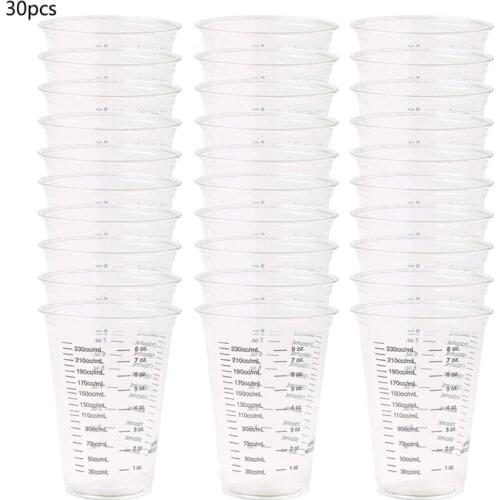 Disposable Measuring Cups for Resin 8oz Clear Plastic Measuring Cup for Epoxy Resin Art Graduated Measure in ml and OZ