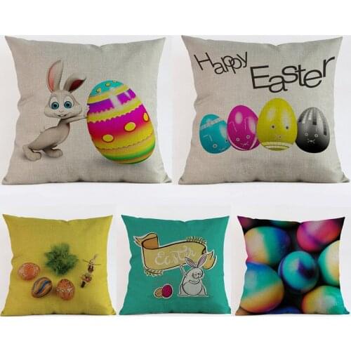 Easter Egg Little rabbit Pattern Cushion Home Decorative New Design Throw Pillowcase Colorful Easter Gift For Living Room Sofa