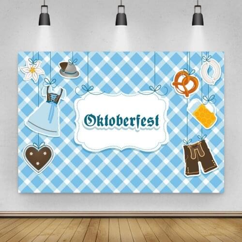 Beer Skirt Oktoberfest Blue and White Checked Background Holiday Party Decoration Photography Studio 3D Digital Backdrop Cloth