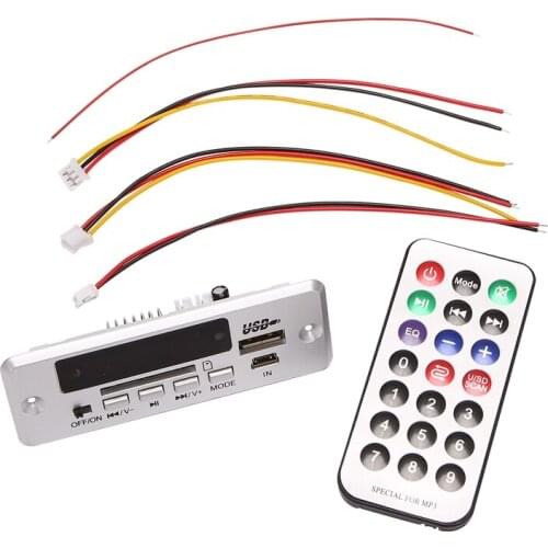 USB MP3 Decoder Board, 12V Car Stereo Bluetooth Decoder Module Support MP3 USB LINE In FM Decoder
