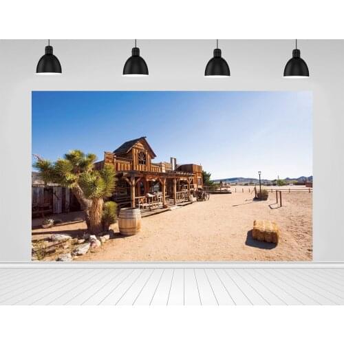 Scopiso Baby Cartoon Wooden Saloon Shop West Cowboy Birthday Party Portrait Photographic Backdrop Backdrop Photo Studio