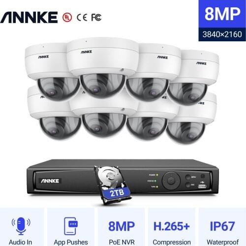 ANNKE 8CH 4K Ultra HD POE Network Video Security System 8MP H.265+ NVR With 8pcs 8MP Weatherproof IP Camera CCTV Security Kit