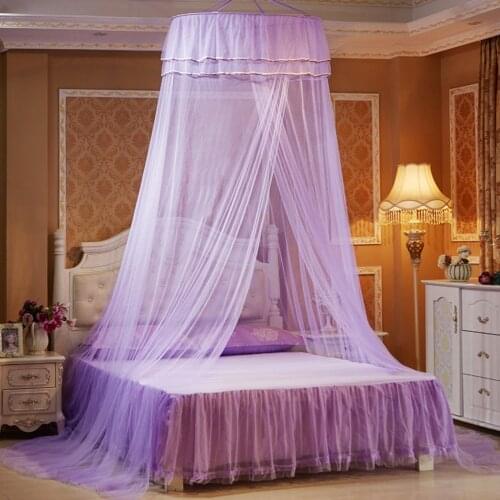 Round Top Mosquito Net Double Layer Yarn Bed Valance Mosquito Nets Bed Cover Bed Lace Romantic Mosquito-proof Curtain