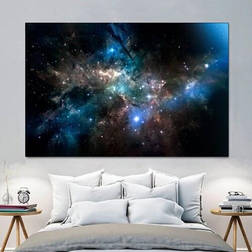 Scandinavian style Galaxy Nebula Space Astronomy Universe Clouds Living Room Decoration Starry Sky Home Star Canvas Painting
