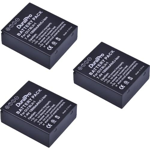 Durapro 3pc 1800mAH BLH-1 BLH1 BLH 1 Replacement Li-ion Battery for Olympus E-M1 Mark II EM1-2 EM1 Mark Camera Bateria