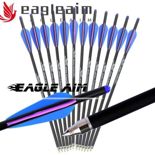12 PCS OD:8.8mm Bow Arrows with 4" Rubber farthers Carbon Arrows 400 Archery Hunting Crossbows Bolts