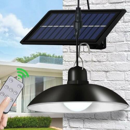 LED Solar Pendant Light Outdoor Indoor Solar Lamp With Line Bulb Shed Lighting For Home Garden Yard Remote Control Chandelier