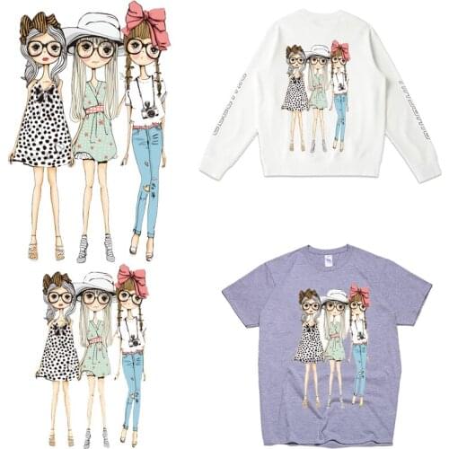 Girls Patch Iron-on Transfers for Clothing Thermoadhesive Patches on Clothes Diy Thermal Stickers Patch Fusible Applique Dress