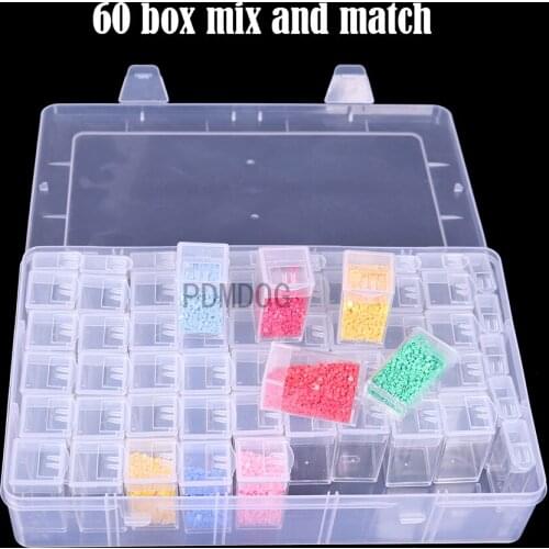 Diamond Painting Box Storage Tool 66/60/32/24/64 Girds Bead Container Rhinestone Embroidery Crystal Bead Storage Box Accessories