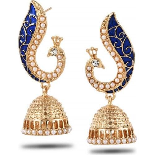 Luxury Womens Crystal Zircon Stud Earrings Indian Peacock Stud Earrings Cocktail Party Jewelry Valentine Day Gift