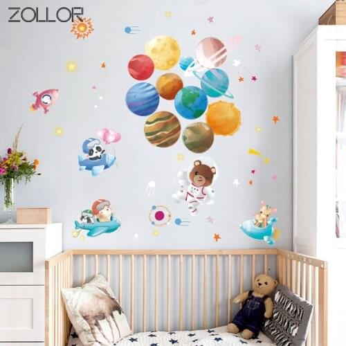 Zollor Lovely Rabbits Balloon DIY Wall Sticker Waterproof Cute Home Decoration Self-adhesive Furniture Closet Door Mural Decals
