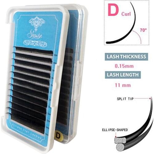 0.15/ 0.2mm Eyelashes 3D Mink Lashes Ellipse Eyelash Extensions Split Tips Ellipse Shaped Natural Light False Ellipse Eyelashes