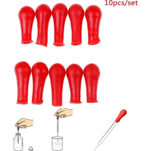 10pcs Dropper Red Rubber Bulb Head Dropping Bottle Insert Pipette Lab Supplies