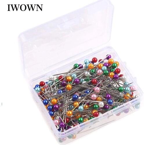 100Pcs Colorful Glass Ball Straight Pins Quilting Round Head Dressmaking Pin for DIY Crafts Jewelry Making Sewing Accessories