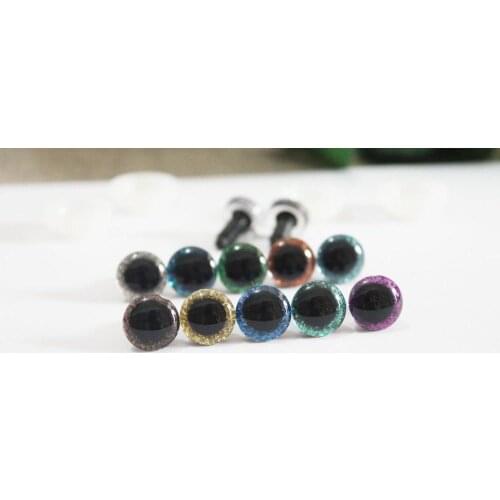 100pcs/lot--9mm 12mm tiny 3D clear safety eyes + glitter fabric+ washer for diy puppet--color option