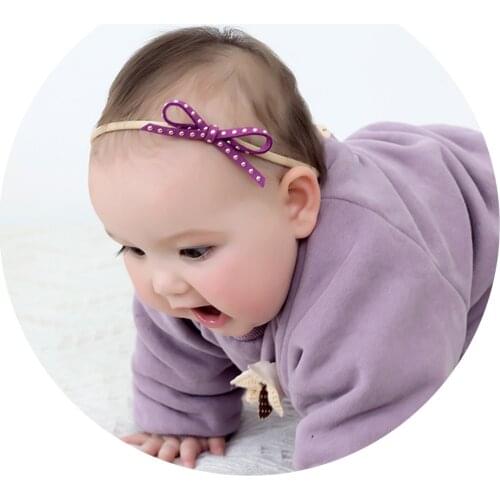 13 Colors Baby Girl Rivet Leather Nylon Headbands Hair Bows For Baby Elastic Headband Children Toddler Headwrap Hair Accessories