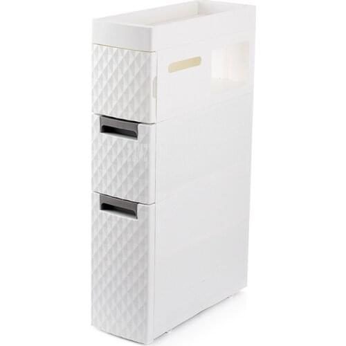 18cm Bathroom Corner Cabinet Bathroom Toilet Furniture Cabinet White PP plastic 3 Layer Tissue Drawer Style Storage Shelf Rack