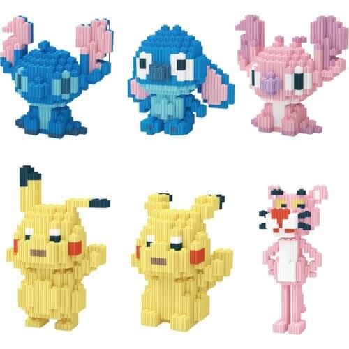 608pcs+ Magic Building Blocks Pikapi Model Connection Stitch Figures Assembling PokeMonster Mini Bricks Toys For Children