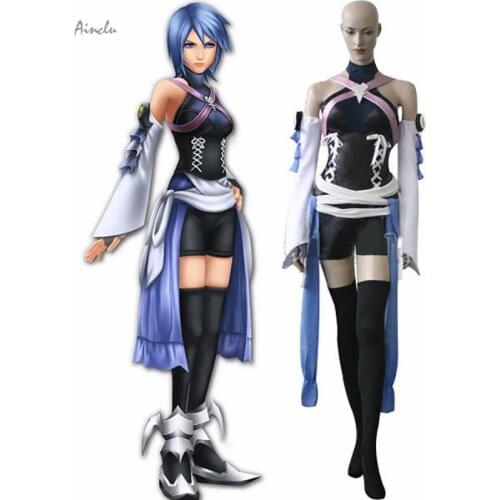 Ainclu Customize for adults Free Shipping Kingdom Hearts Birth By Sleep Aqua Cosplay Costume Include Prop Costume Accessory