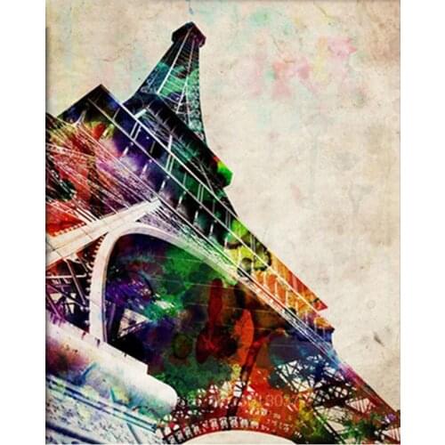 Diamant Diy 5D Diamond Painting Cross Stitch Multicolored Eiffel Tower Needlework Diamond Embroidery Full Diamond Decorative Kit
