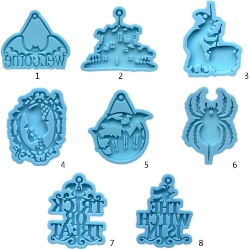 Shiny Glossy Silicone Resin Molds Halloween Witch Keychain Mold DIY Keychain Pendant Jewelry Epoxy Resin Crafting Molds