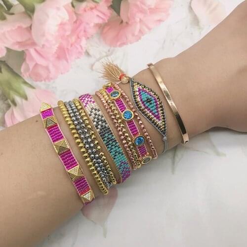 BLUESTAR Turkish Eye Bracelet Gemetric Pattern Pulseras Mujer Chic Micro Pave Pyramid Handmade Crystal Jewelry Armband
