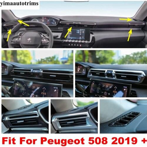 Car Central Dashboard AC Air Vent Frame Cover Trim For Peugeot 508 2019 - 2021 Matte / Carbon Fiber Look Accessories Interior