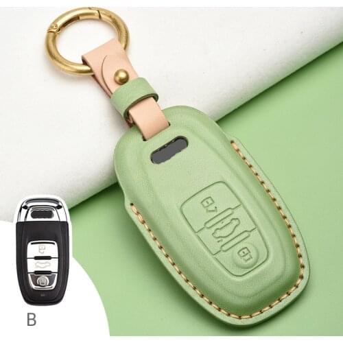 Leather Car Remote Key Case Cover For Audi A1 A2 A3 A4 A5 A6 A7 A8 Quattro Q3 Q5 Q7 2009 2010-2016 Auto Accessories Key Cover