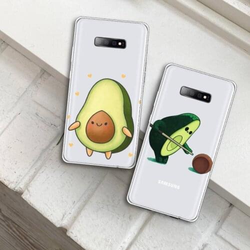 Cute cartoon avocado Fitness fruit Phone Case Transparent For Samsung Galaxy A71 A21s S8 S9 S10 plus note 20 ultra