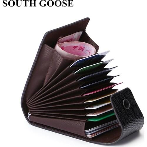 SOUTH GOOSE Brand Hasp Card Case PU Leather Organizer Business Credit Card Holder Women Smart Travel Card Bag Men Card Wallets