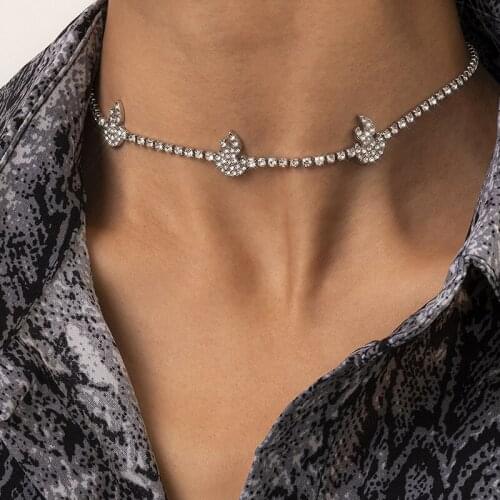 European and American simple temperament jewelry with row flame full rhinestone chocker necklace for female party gifts