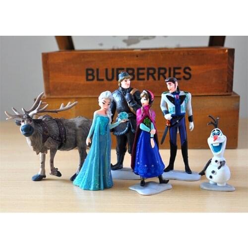 9-12cm 6pcs/lot Snow and Ice Princess For Kids Snow Queen Figures Kristoff Sven Olaf Pvc Action Figure Toys Doll Christmas Gift