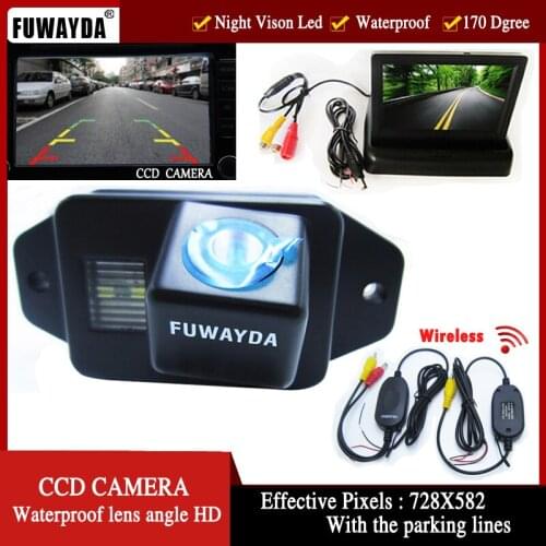 FUWAYDA Wireless Color CCD Car Rear View Camera for TOYOTA LAND CRUISER PRADO 2700 4000,with 4.3 Inch foldable LCD TFT Monitor