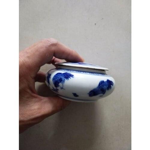 Exquisite Chinese Classical Handwork blue and white porcelain Chicken Small Box, Powder box,Pen wash box,red ink box
