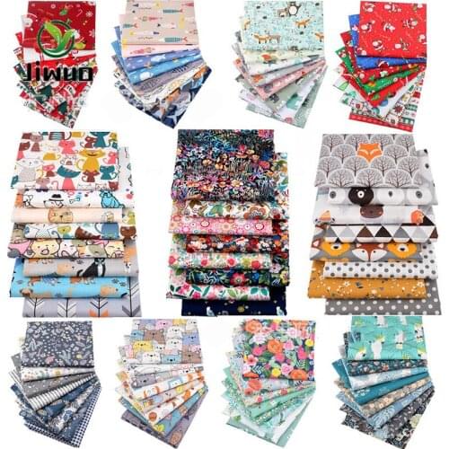 Jiewuo 20x20cm 100% Cotton Twill Printed Fabric DIY Handmade Sewing Patchwork Cloth Group Cartoon Floral Fabric for Needlework